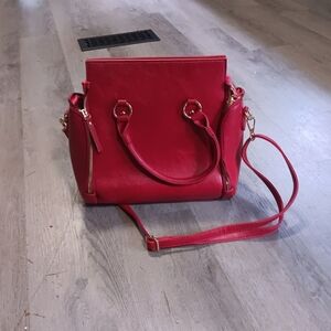 Vibrant Red Leather Shoulder Bag